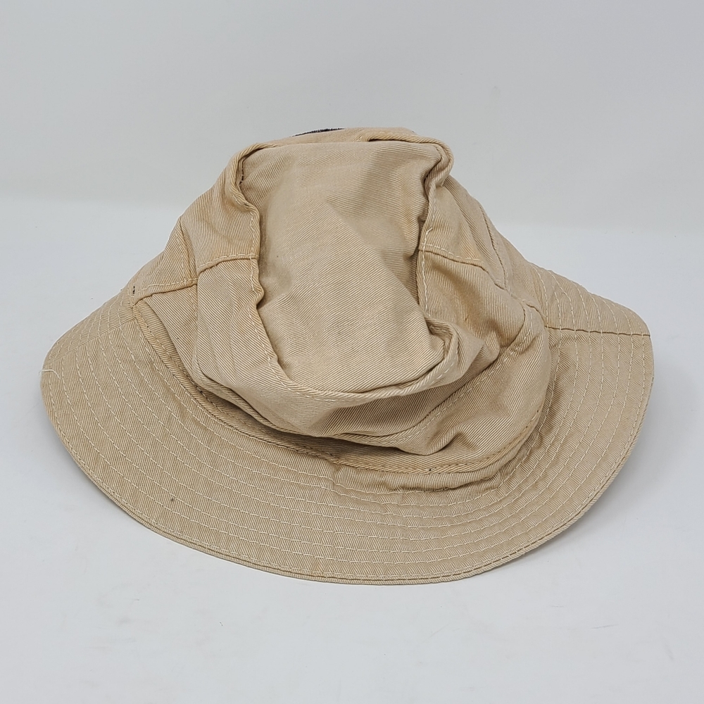 Vintage 90s Tommy Hilfiger Youth Kids Bucket Hat Tan Flag Logo Spellout - Picture 3 of 4